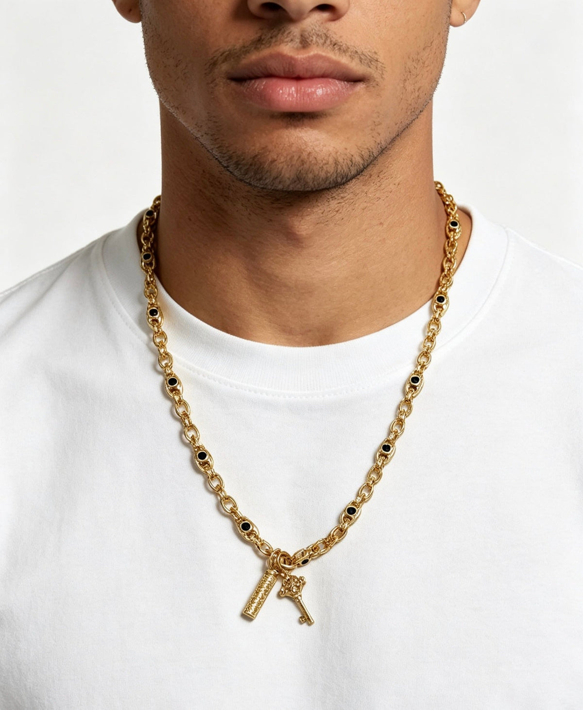 Martin Graham pendant necklace in polished metal-tone – detail view