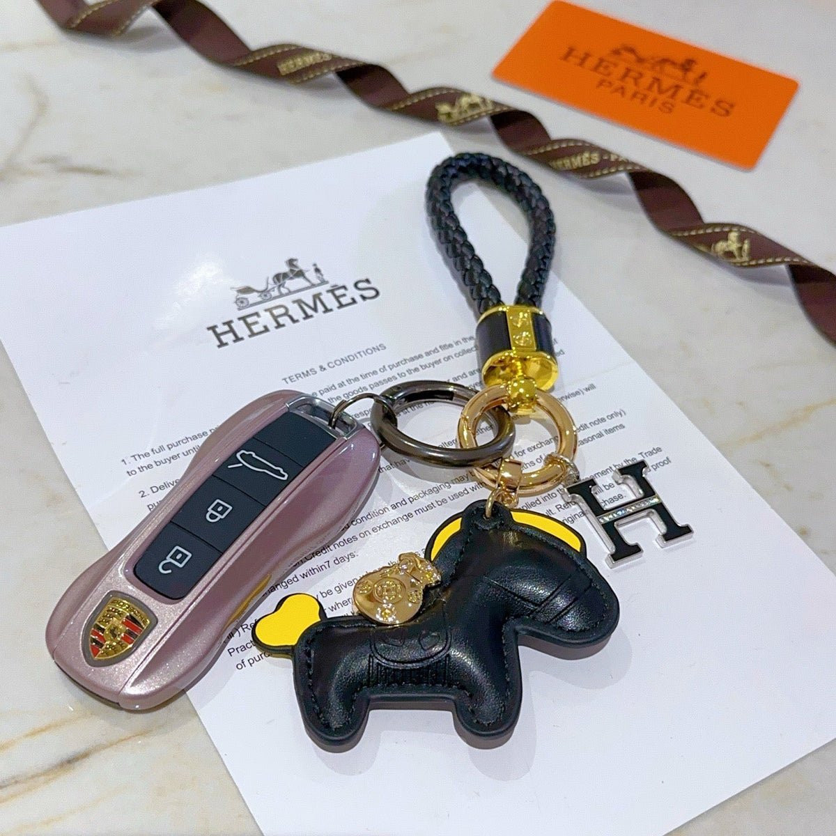 Martin Graham keychain in polished metal-tone – styled product view