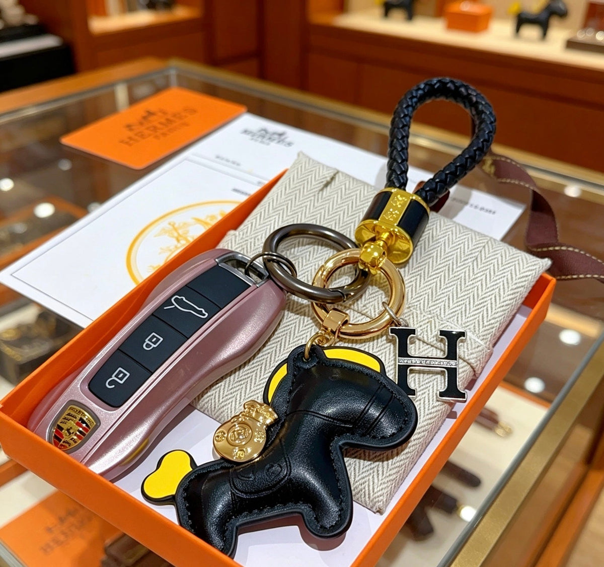 Martin Graham keychain in polished metal-tone – detail view