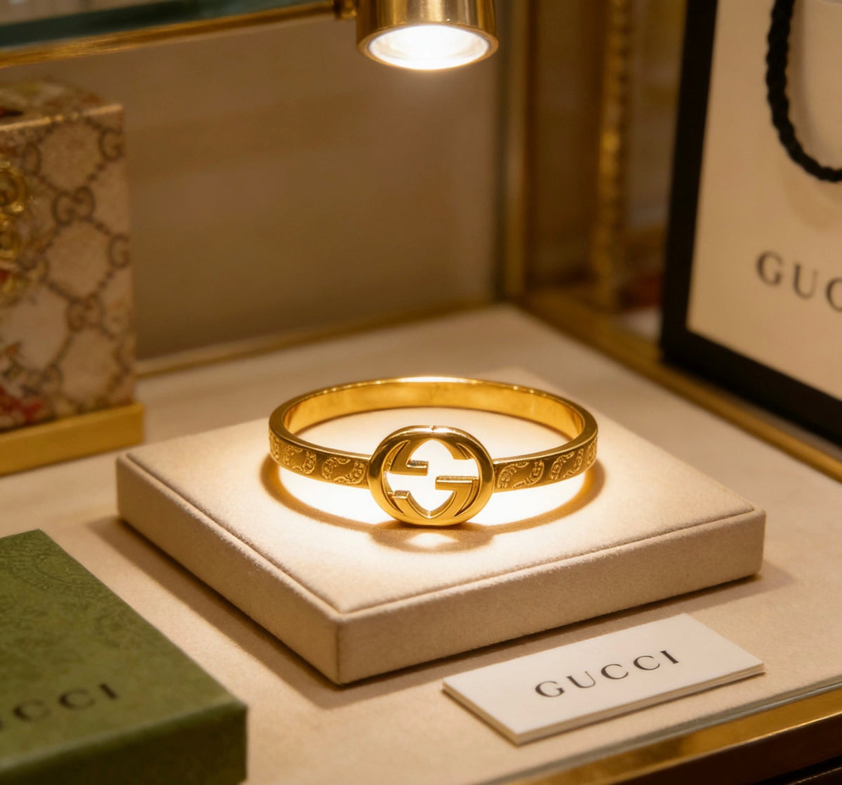 Martin Graham bangle in polished metal-tone – front product view