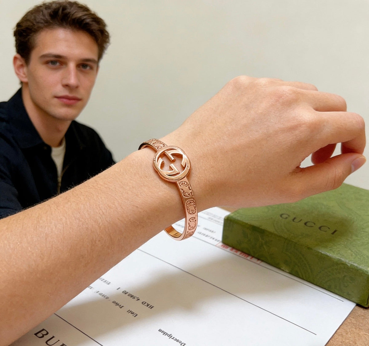 Martin Graham bangle in polished metal-tone – front product view