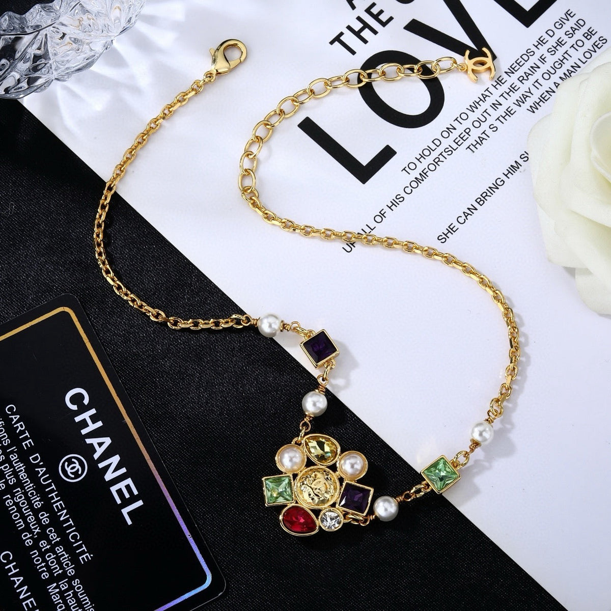 Martin Graham pendant necklace in polished metal-tone – detail view