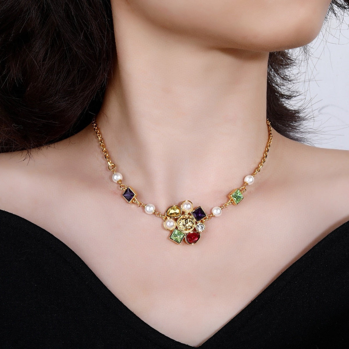 Martin Graham pendant necklace in polished metal-tone – front product view