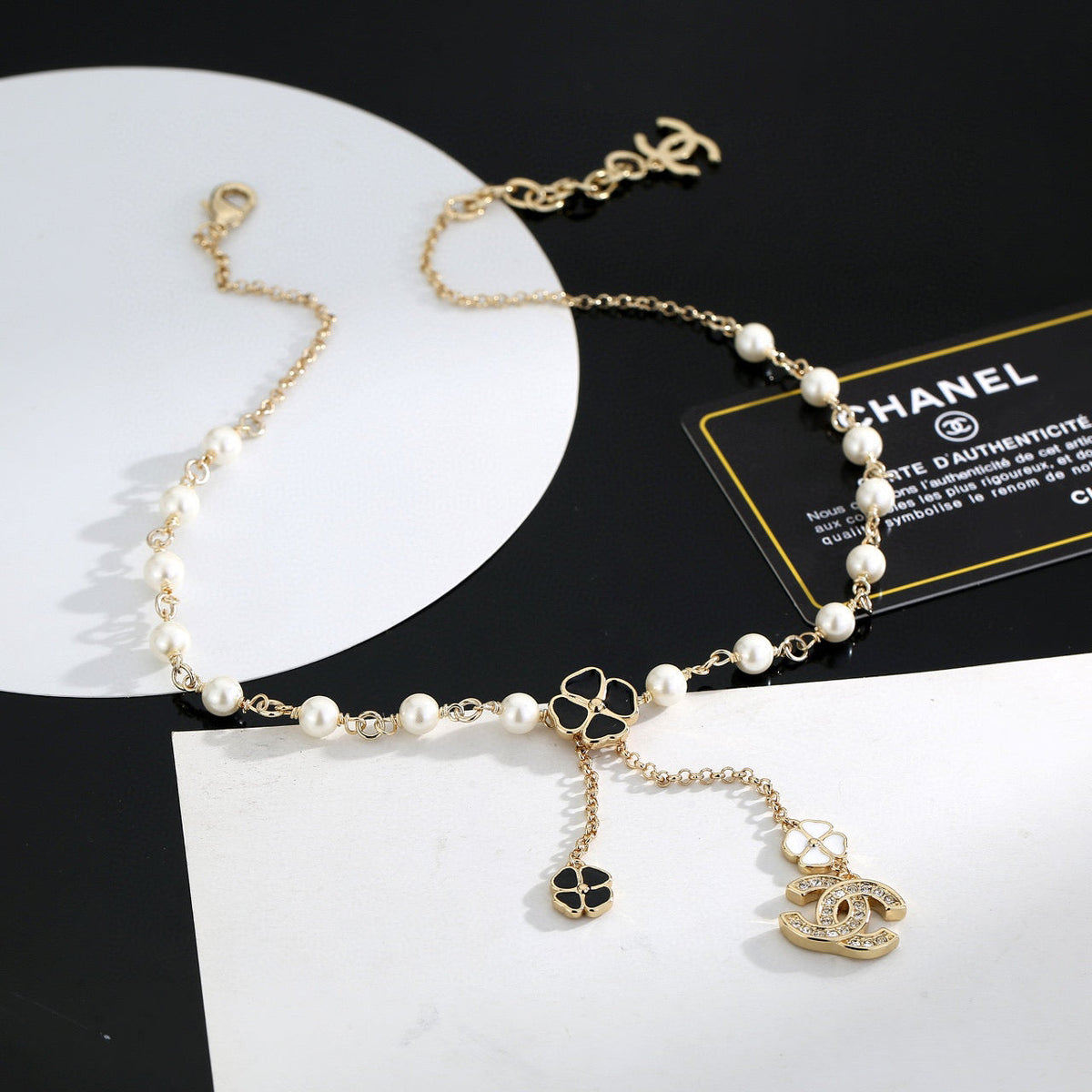 Martin Graham pendant necklace in polished metal-tone – styled product view