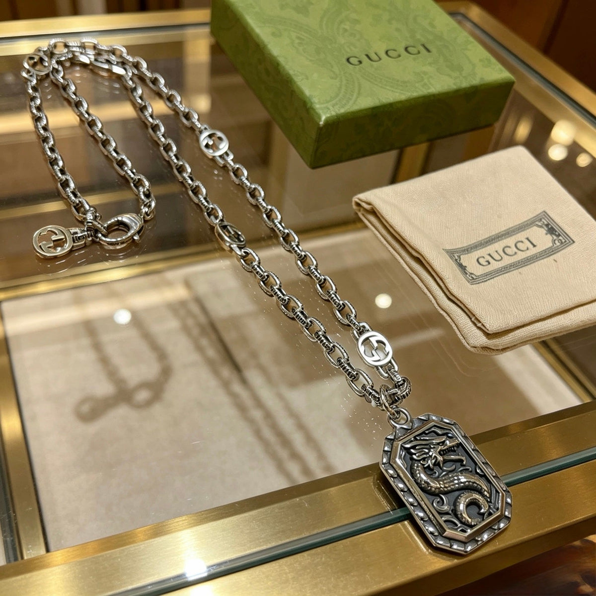 Martin Graham pendant necklace in polished metal-tone – main product view