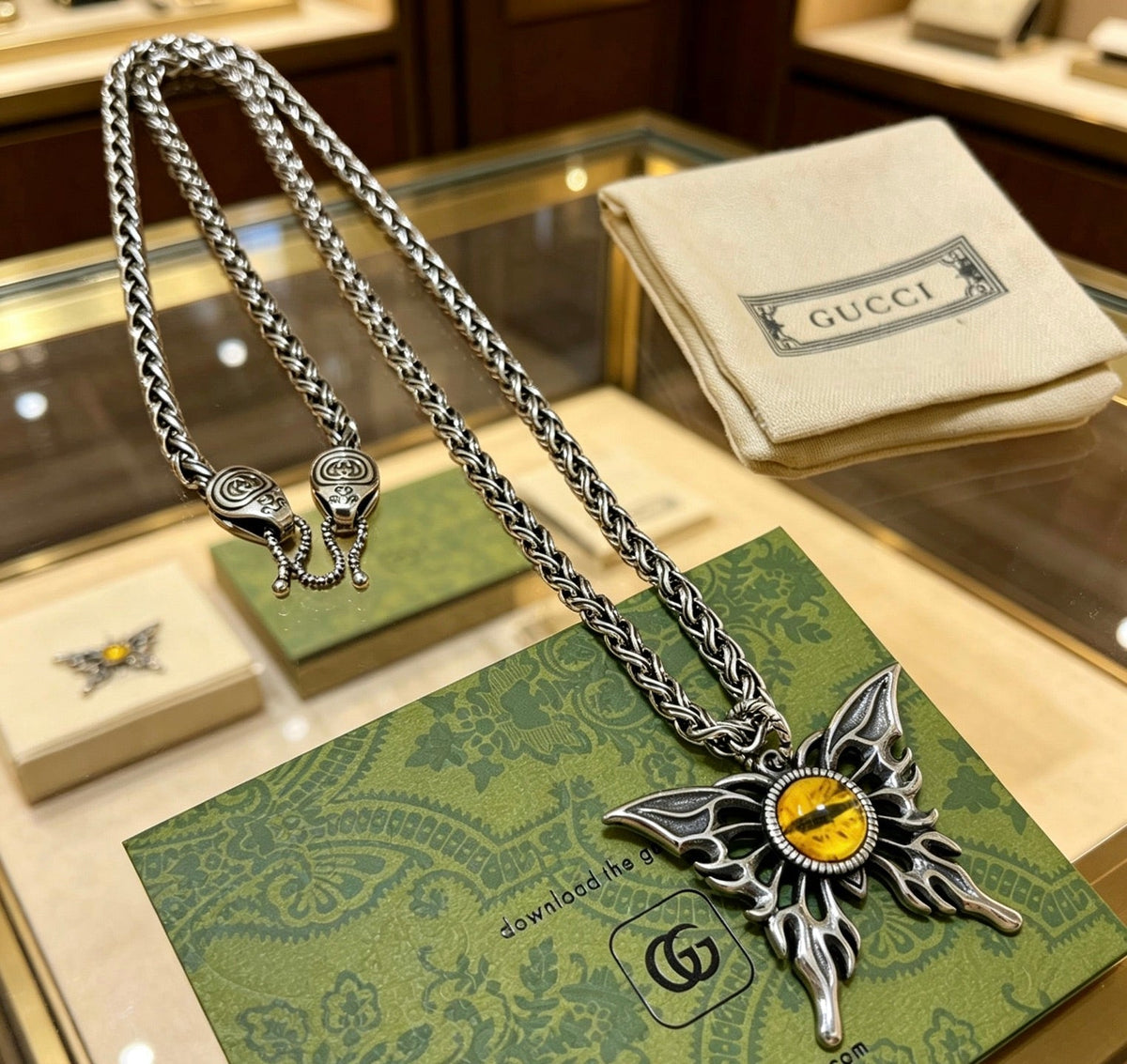 Martin Graham pendant necklace in polished metal-tone – front product view