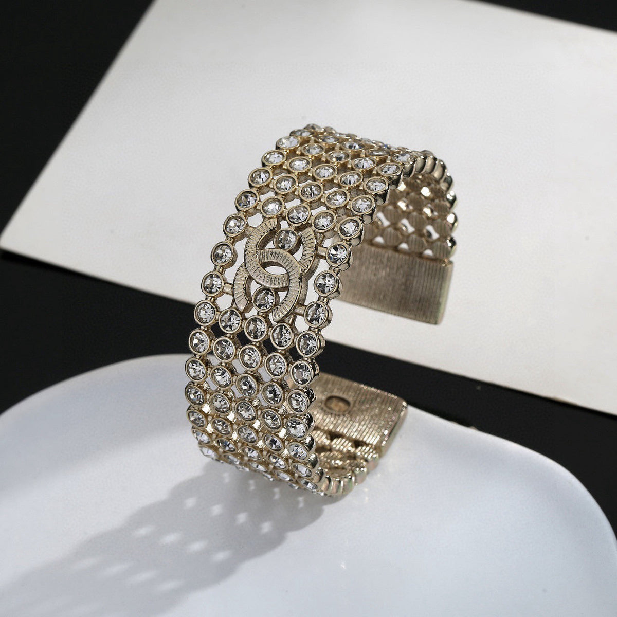 Martin Graham bangle in polished metal-tone – styled product view