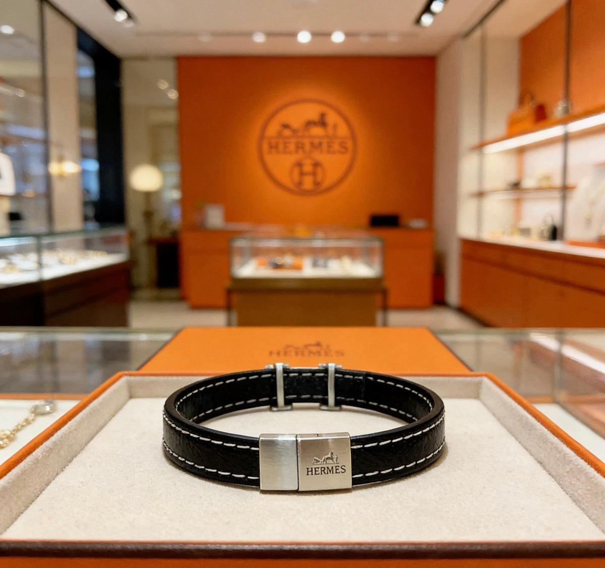 Martin Graham bangle in polished metal-tone – styled product view