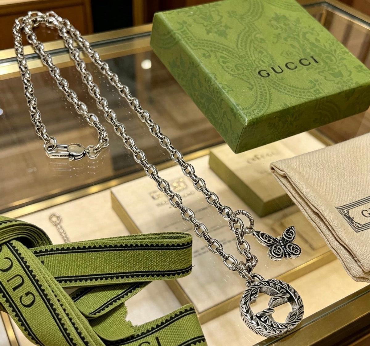 Martin Graham pendant necklace in polished metal-tone – front product view