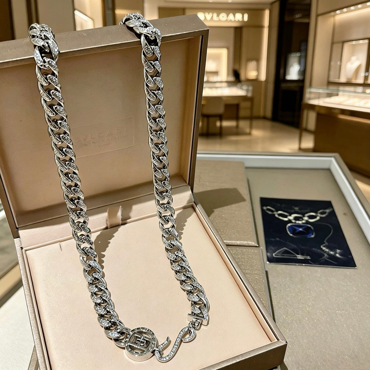 Martin Graham pendant necklace in polished metal-tone – front product view