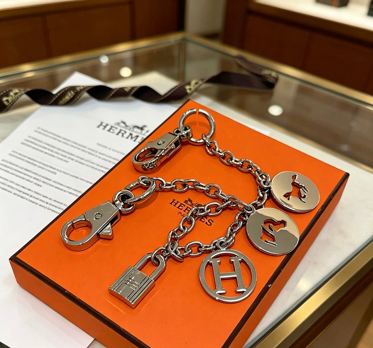 Martin Graham keychain in polished metal-tone – front product view