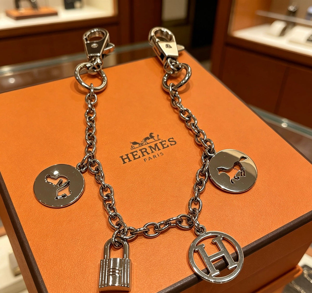 Martin Graham keychain in polished metal-tone – close-up detail
