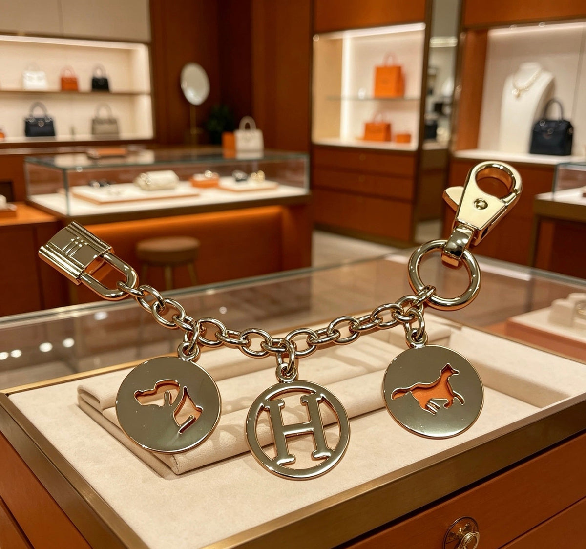 Martin Graham keychain in polished metal-tone – front product view