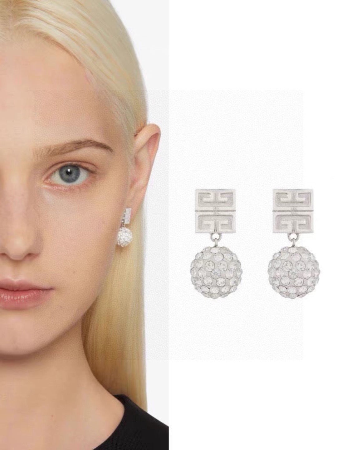 Martin Graham stud earrings in polished metal-tone – front product view