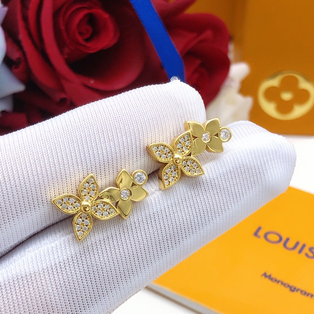 Martin Graham stud earrings in polished metal-tone – styled product view
