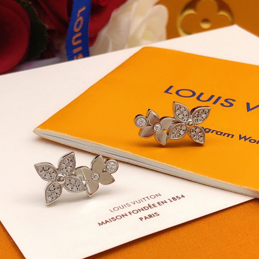 Martin Graham stud earrings in polished metal-tone – styled product view
