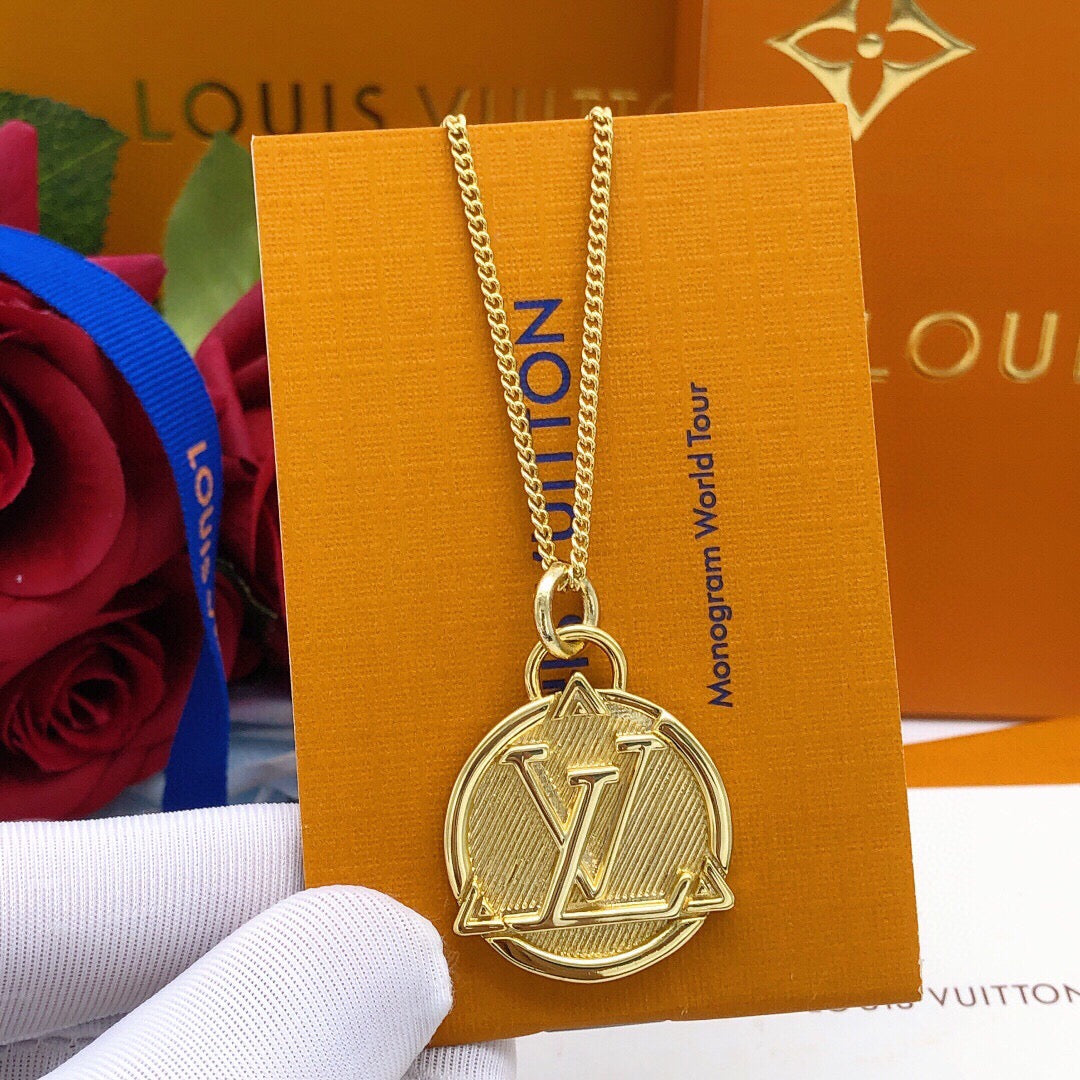 Martin Graham pendant necklace in polished metal-tone – front product view