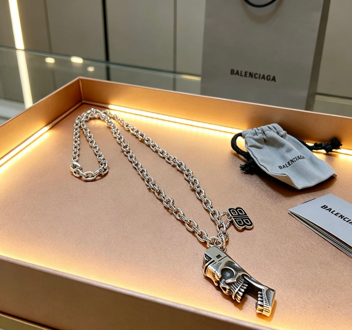 Martin Graham pendant necklace in polished metal-tone – front product view