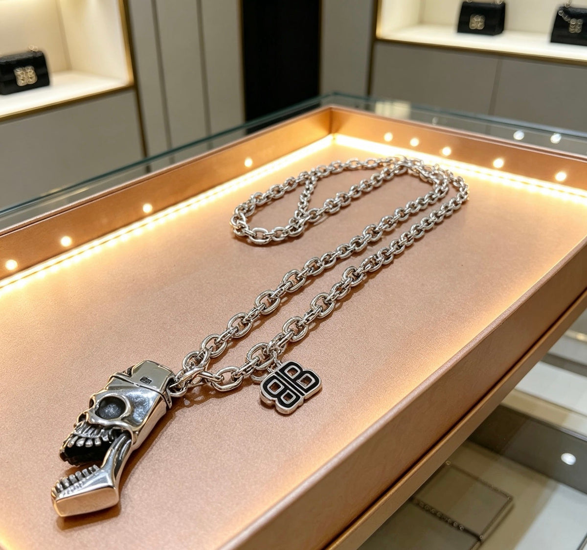 Martin Graham pendant necklace in polished metal-tone – front product view