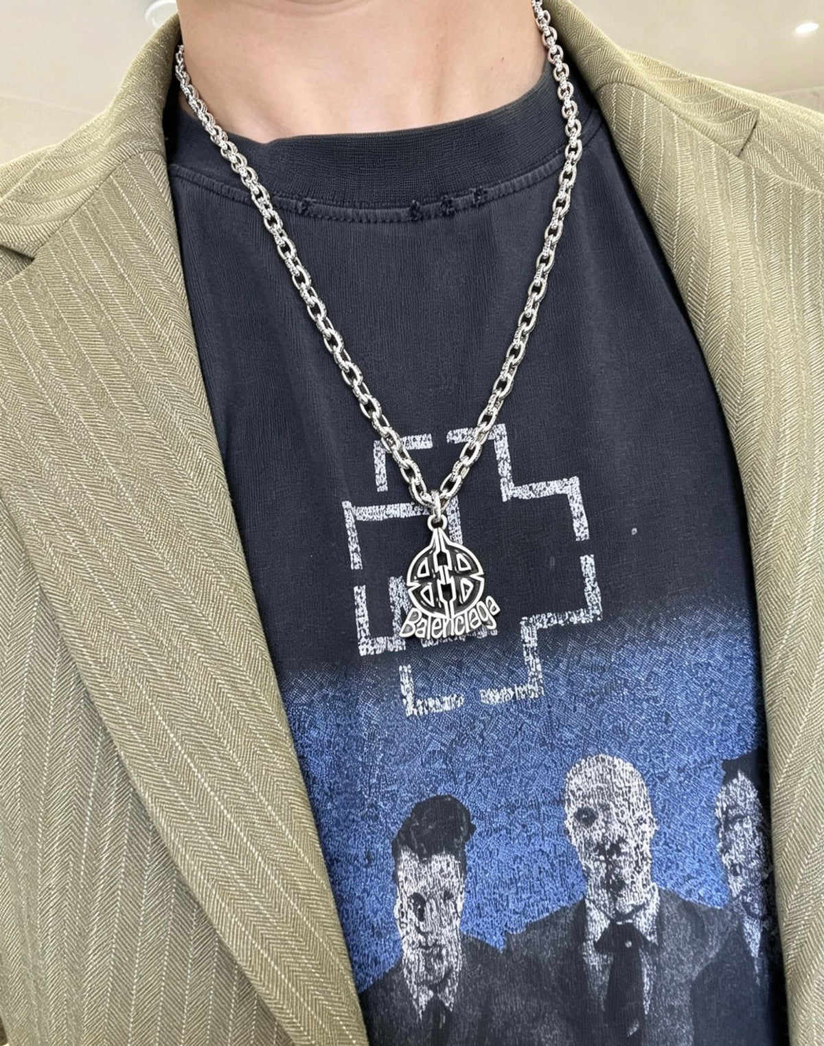 Martin Graham pendant necklace in polished metal-tone – front product view