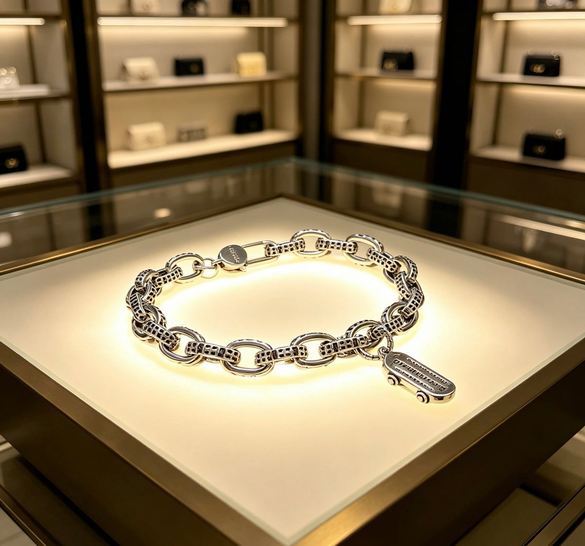 Martin Graham bracelet in polished metal-tone – side detail