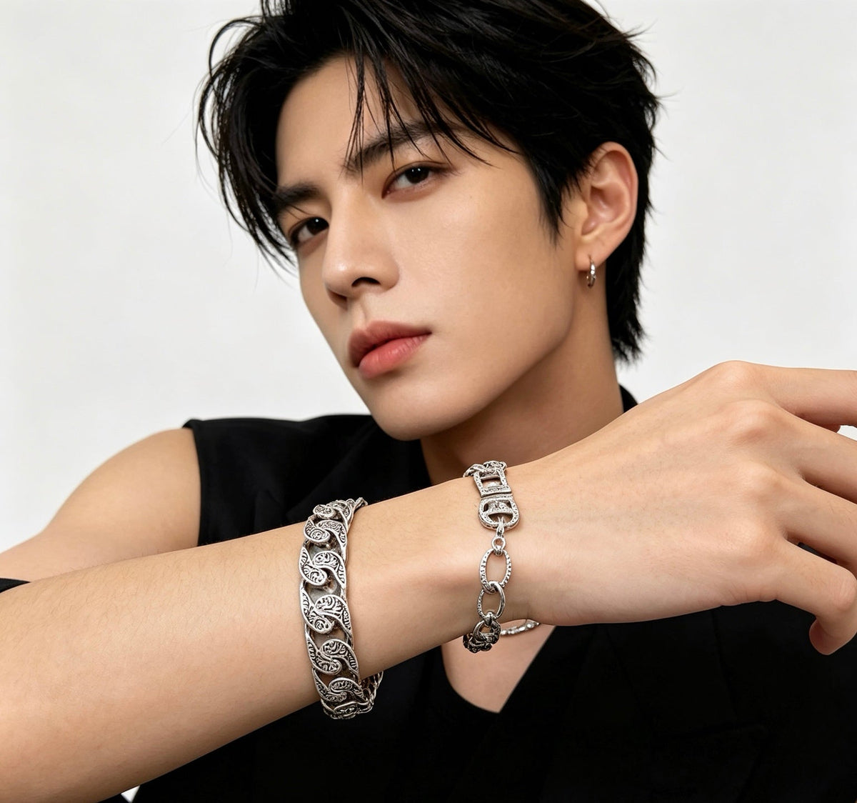 Martin Graham bracelet in polished metal-tone – styled product view