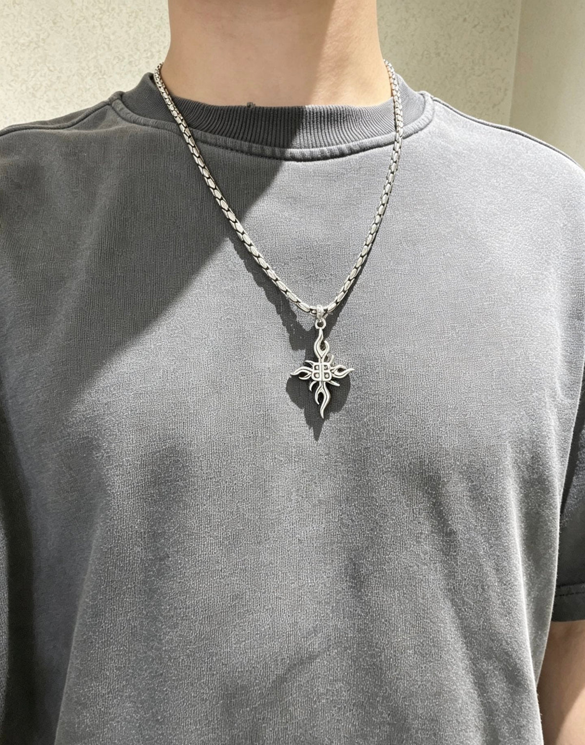 Martin Graham pendant necklace in polished metal-tone – front product view