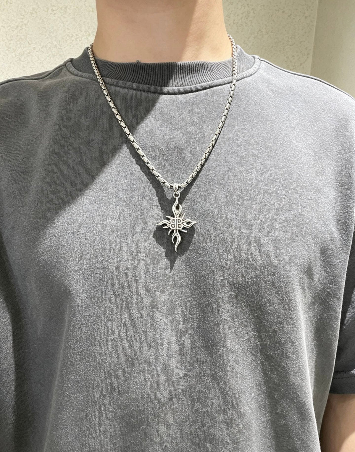 Martin Graham pendant necklace in polished metal-tone – styled product view