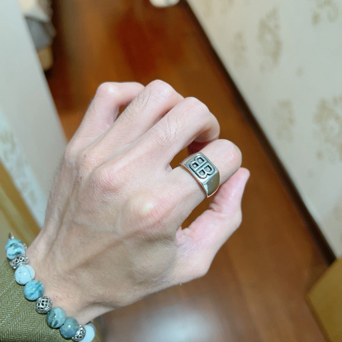 Martin Graham ring in polished metal-tone – styled product view