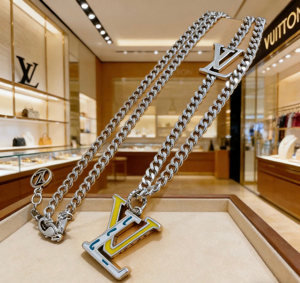 Martin Graham pendant necklace in polished metal-tone – front product view