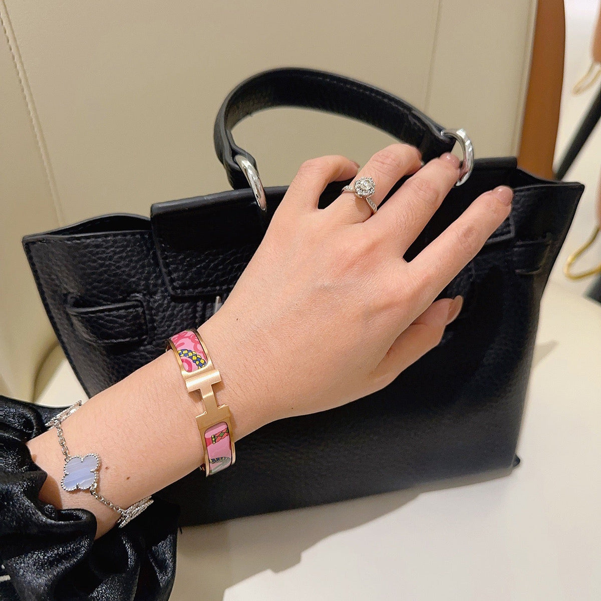 Martin Graham bangle in polished metal-tone – styled product view