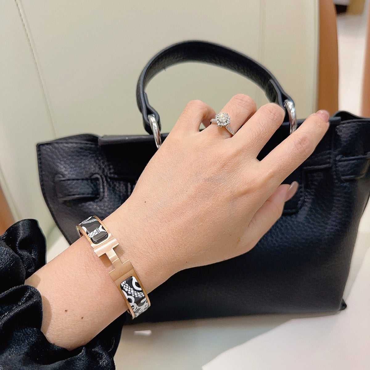 Martin Graham bangle in polished metal-tone – styled product view