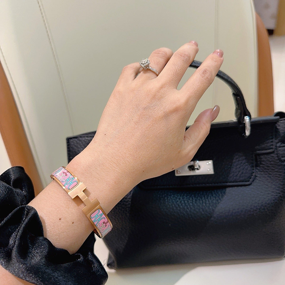 Martin Graham bangle in polished metal-tone – front product view