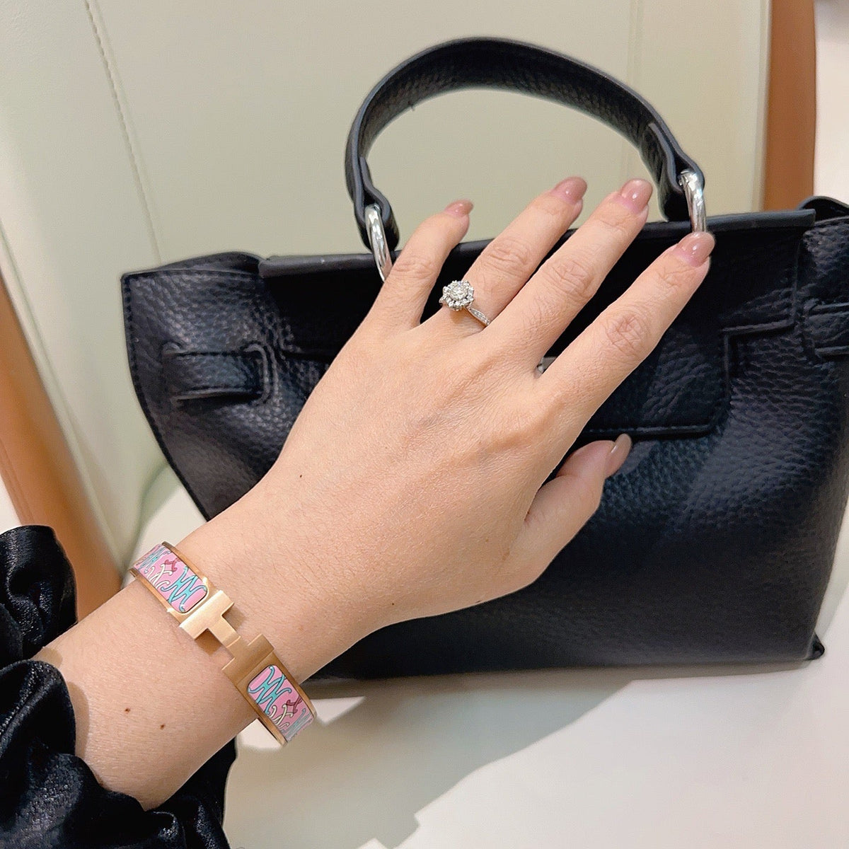 Martin Graham bangle in polished metal-tone – styled product view