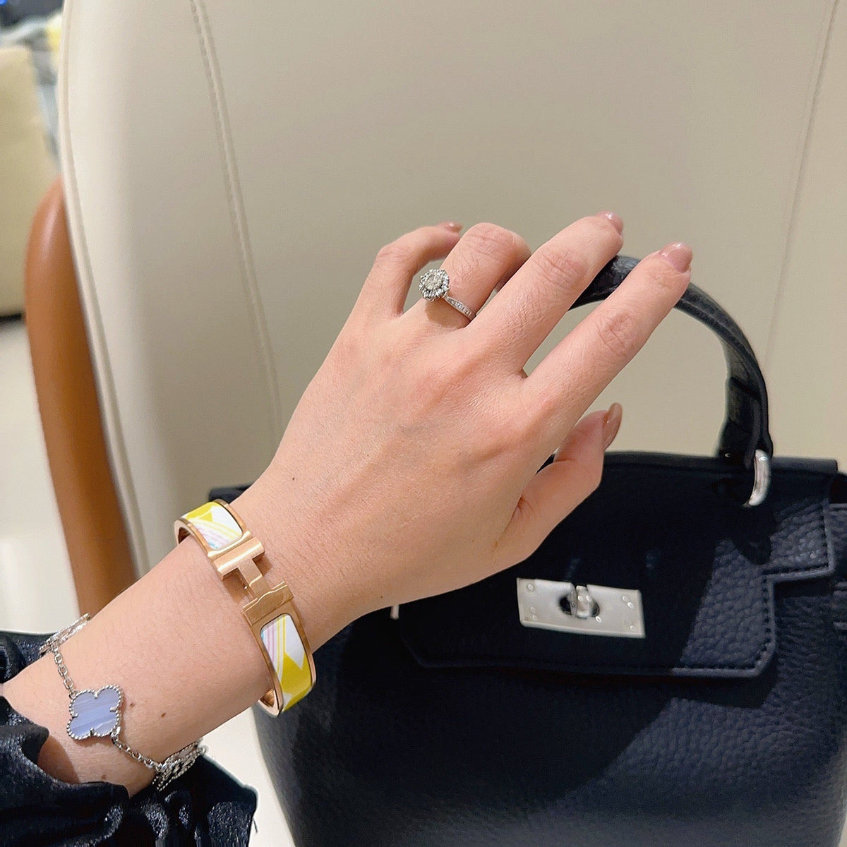 Martin Graham bangle in polished metal-tone – styled product view