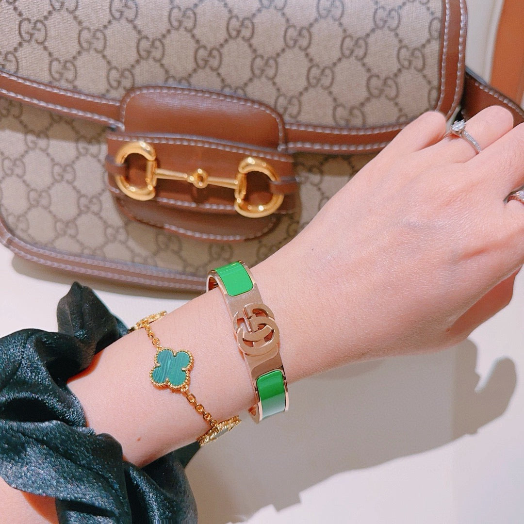 Martin Graham bangle in polished metal-tone – styled product view