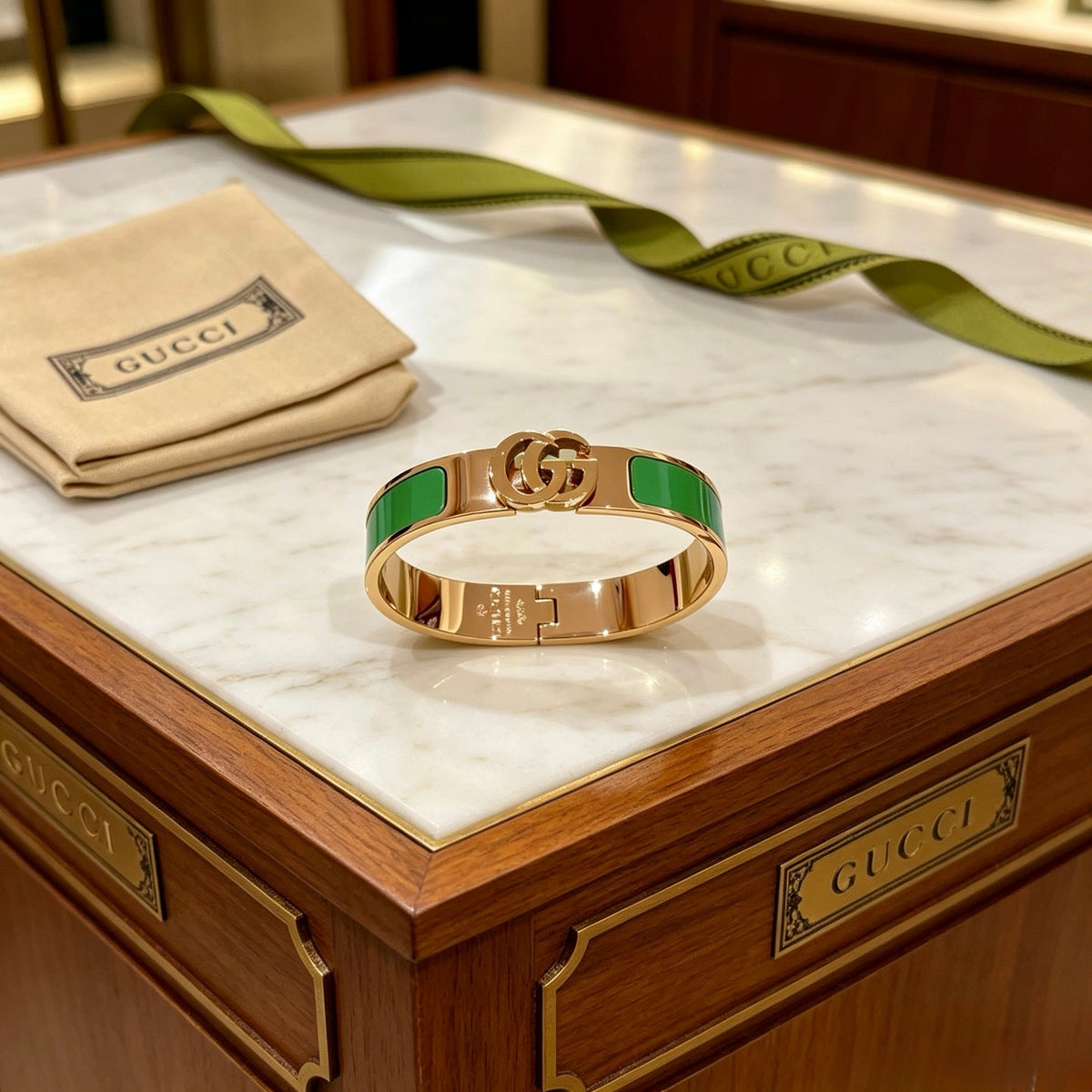 Martin Graham bangle in polished metal-tone – front product view
