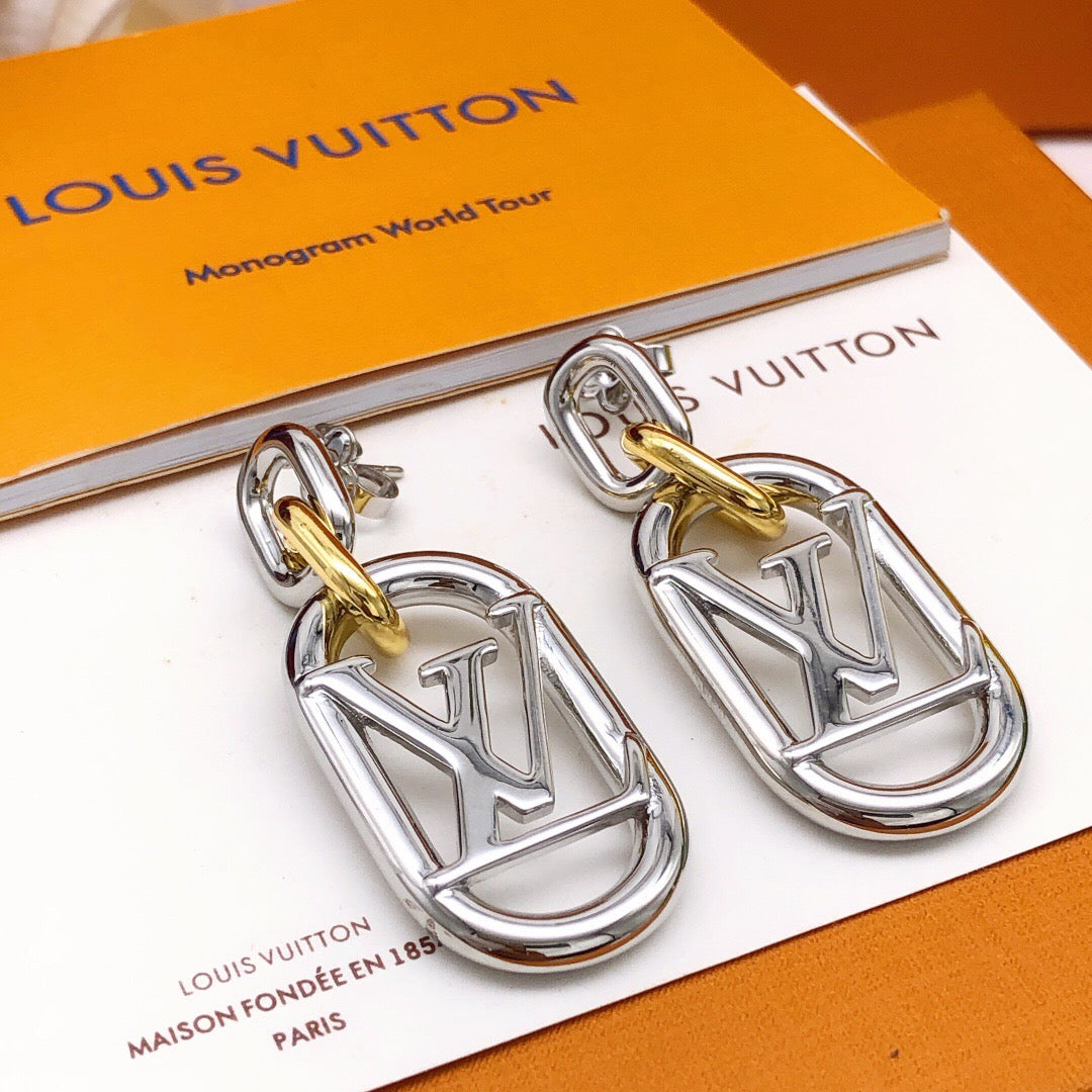 Martin Graham stud earrings in polished metal-tone – front product view