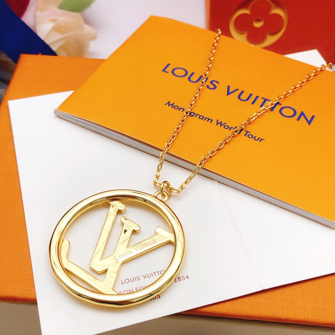 Martin Graham pendant necklace in polished metal-tone – front product view