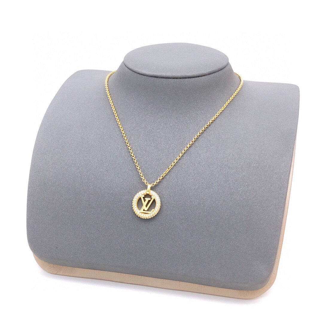 Martin Graham pendant necklace in polished metal-tone – front product view