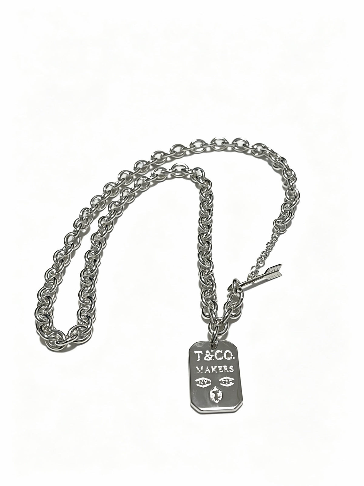 Martin Graham pendant necklace in polished metal-tone – front product view