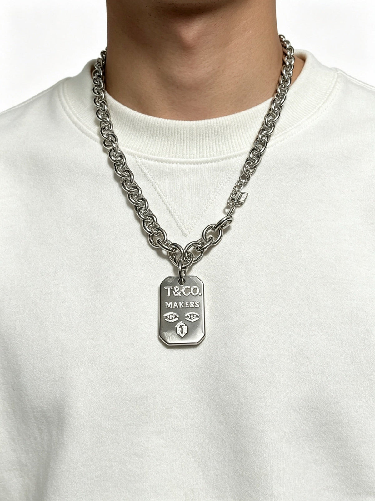 Martin Graham pendant necklace in polished metal-tone – front product view