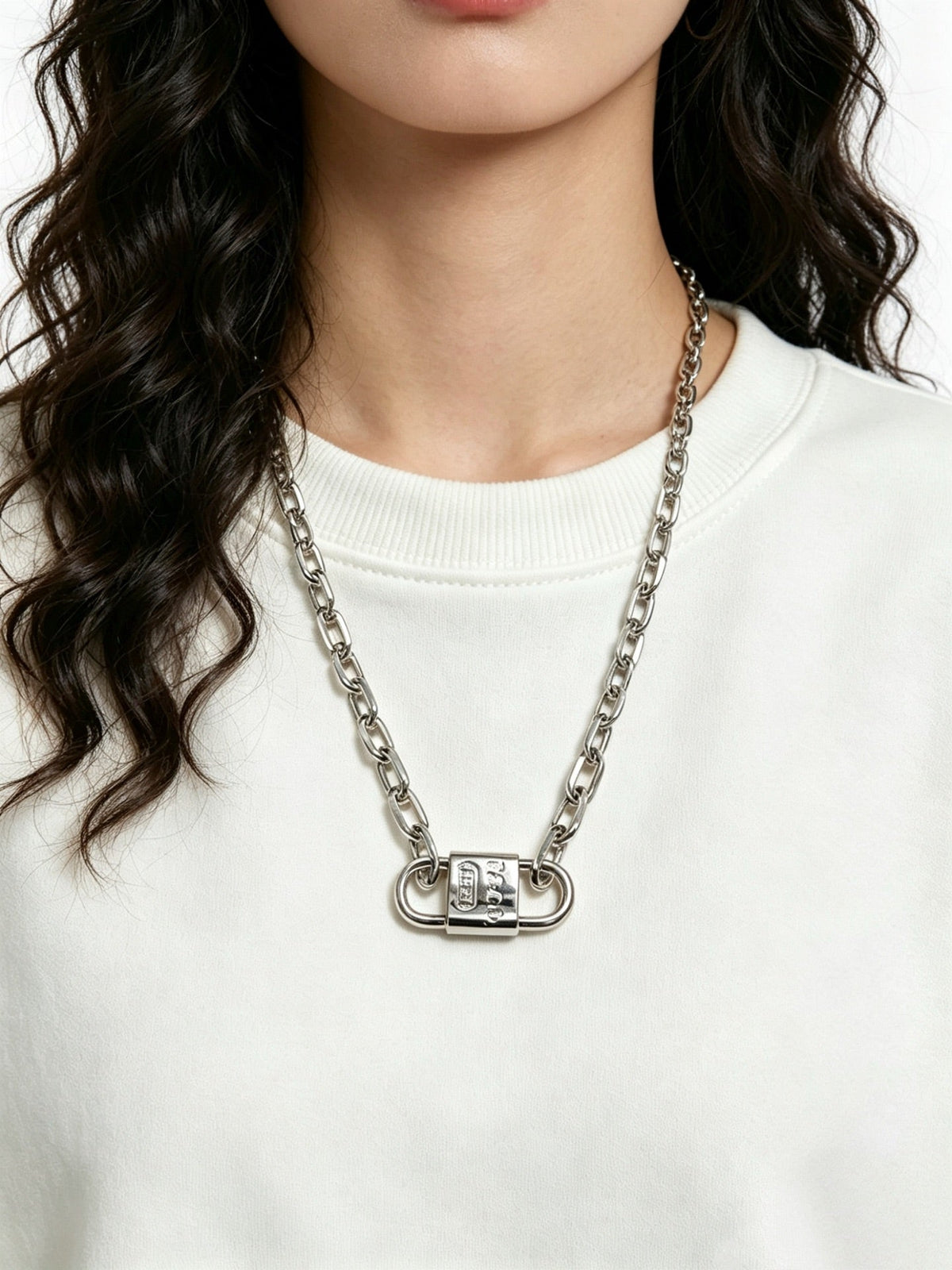 Martin Graham pendant necklace in polished metal-tone – styled product view