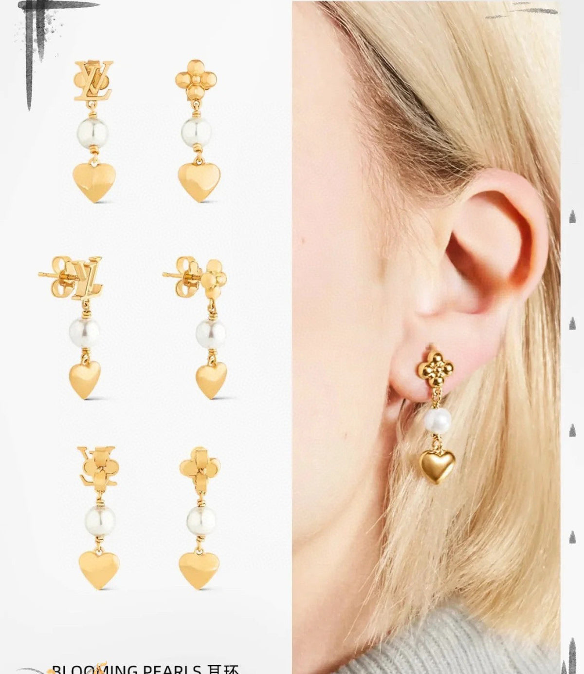 Martin Graham stud earrings in polished metal-tone – detail view