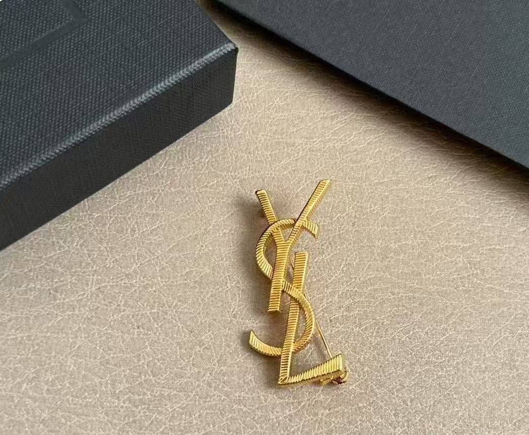Martin Graham brooch in polished metal-tone – front product view
