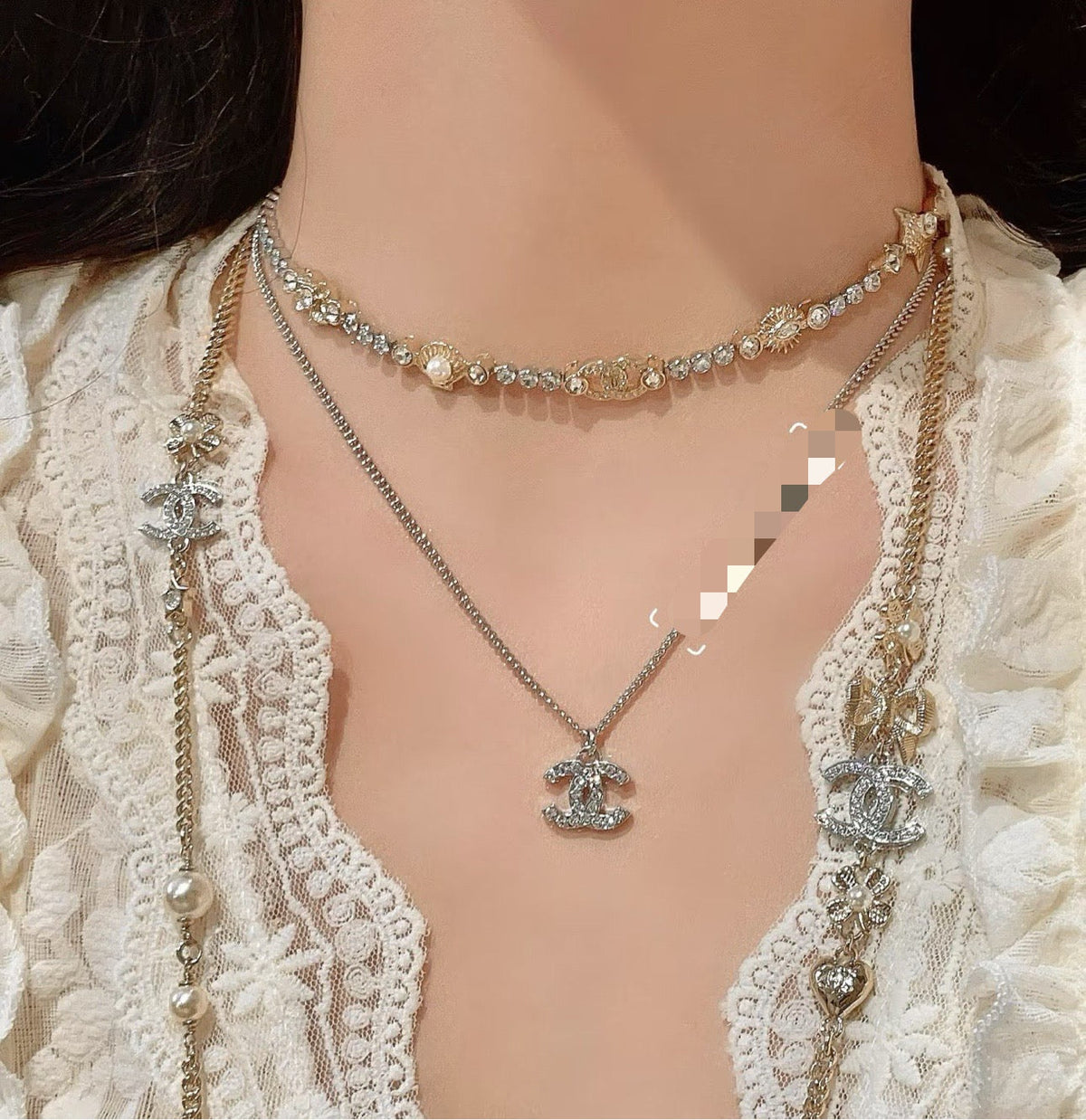 Martin Graham pendant necklace in polished metal-tone – detail view