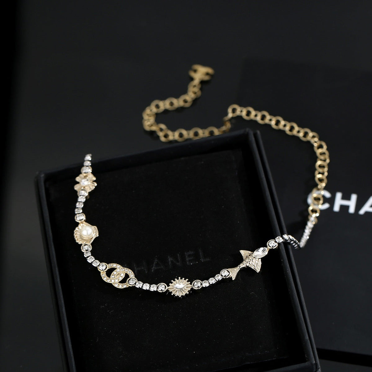 Martin Graham pendant necklace in polished metal-tone – front product view