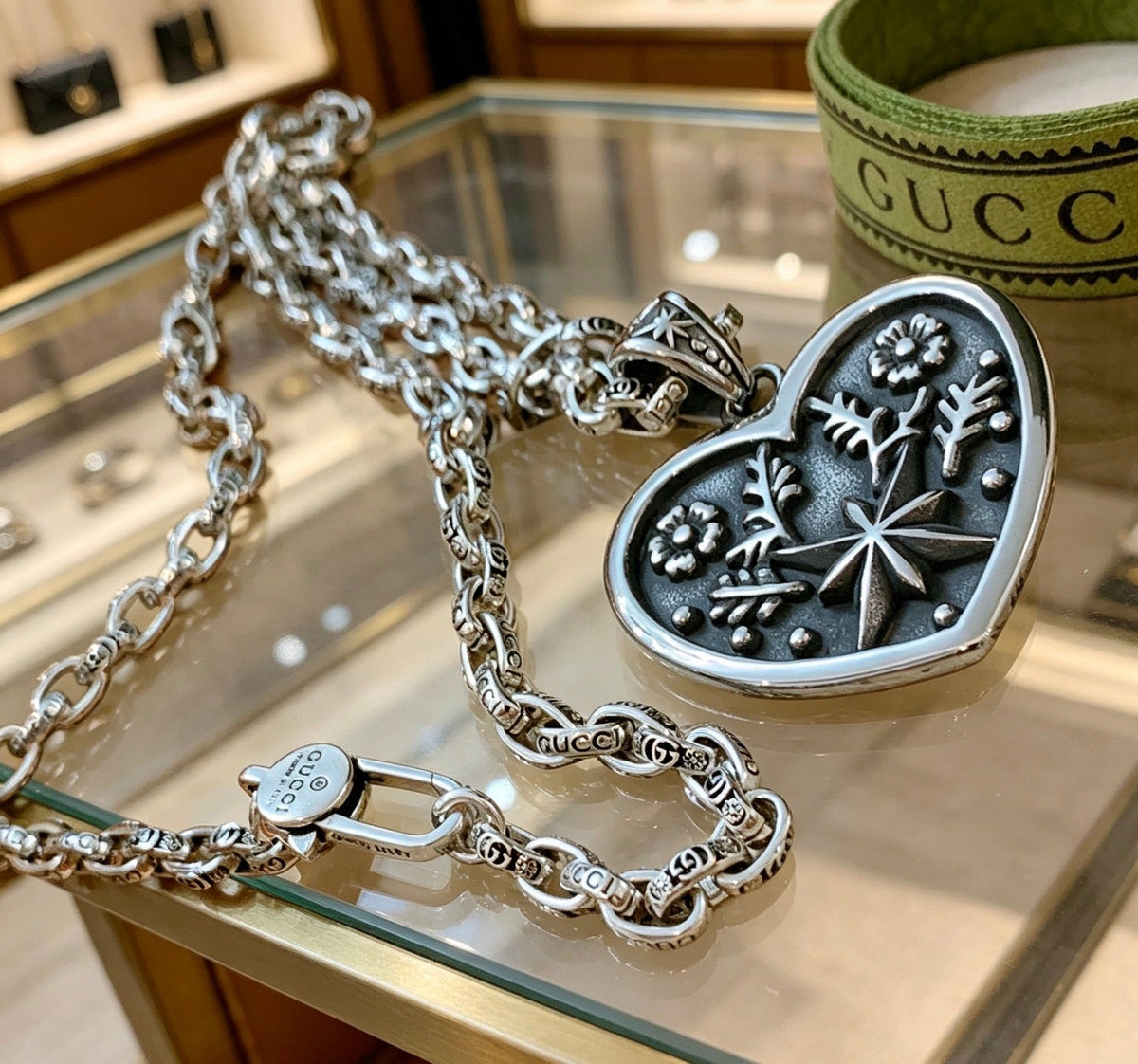 Martin Graham pendant necklace in polished metal-tone – detail view