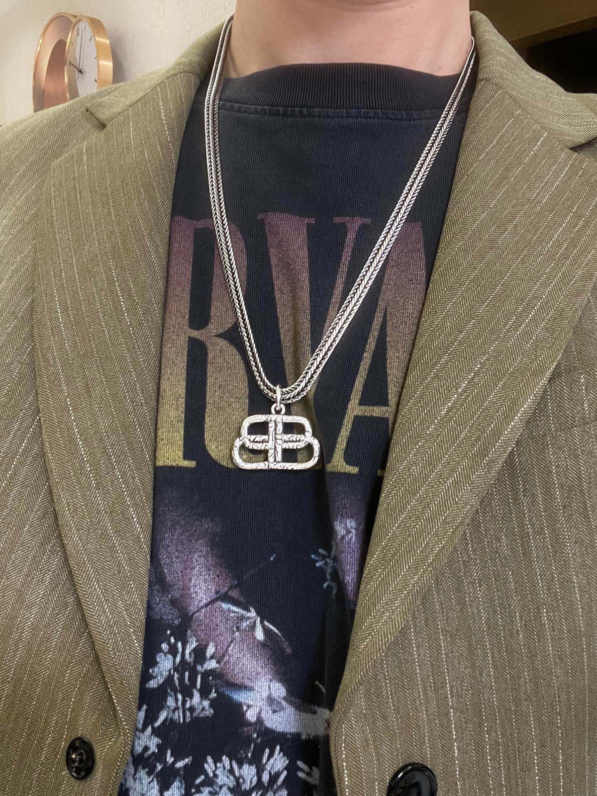 Martin Graham pendant necklace in polished metal-tone – front product view