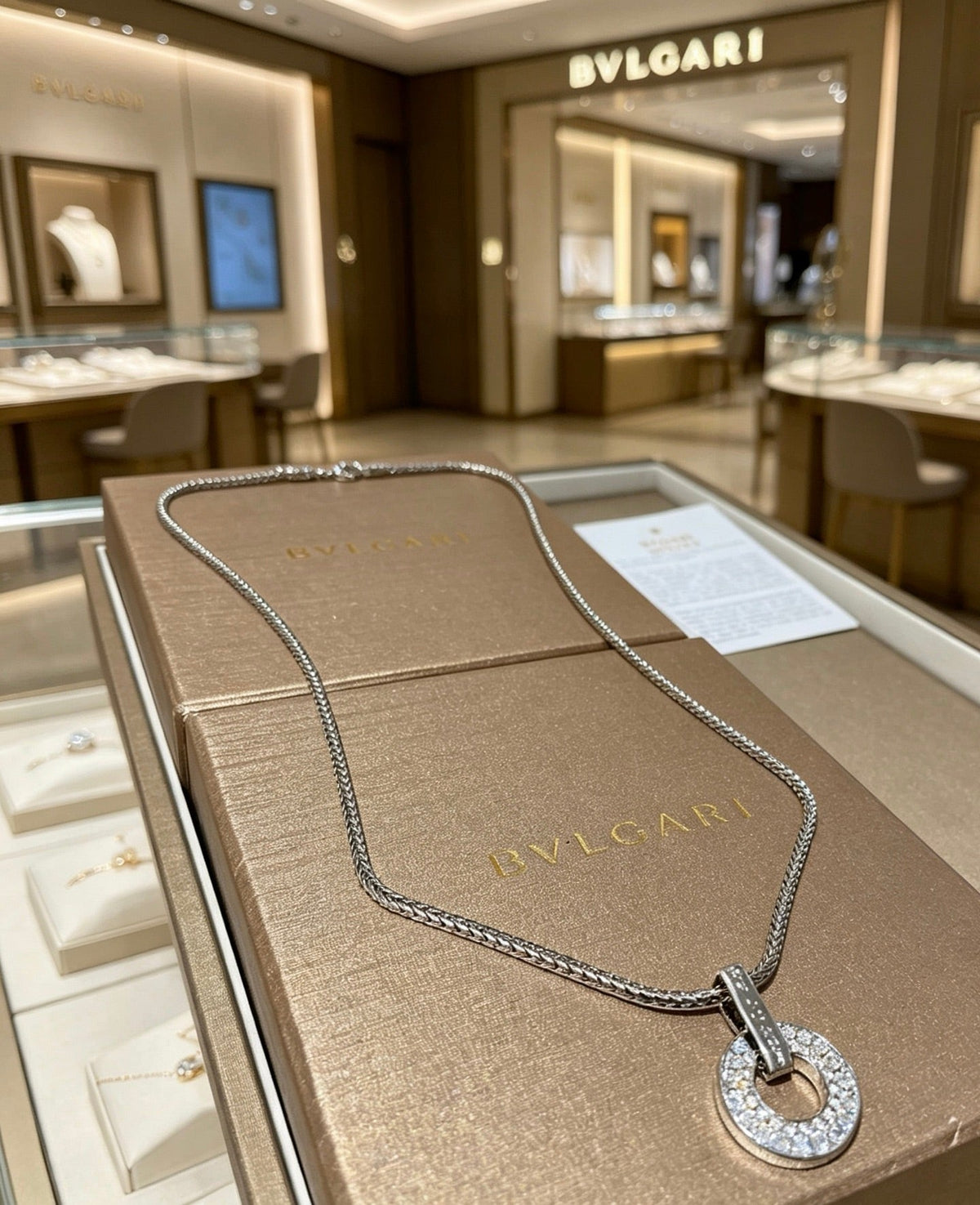 Martin Graham pendant necklace in polished metal-tone – front product view